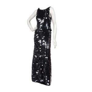 Joan Vass Sz S Knit Sequin 2 Piece Dress Black Wool Glam Party Knitted Dramatic